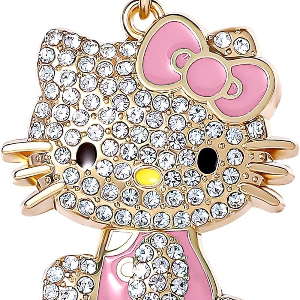 Hello Kitty Pendant Necklace Enamel Crystal 16 3-Inch Adjustable Jewelry - Picture 1 of 6